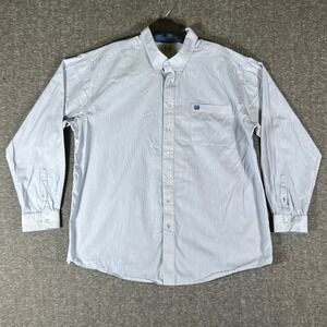 Cinch Mens XXL Blue White Stripe Long‎ Sleeve Button Up Shirt Western Casual
